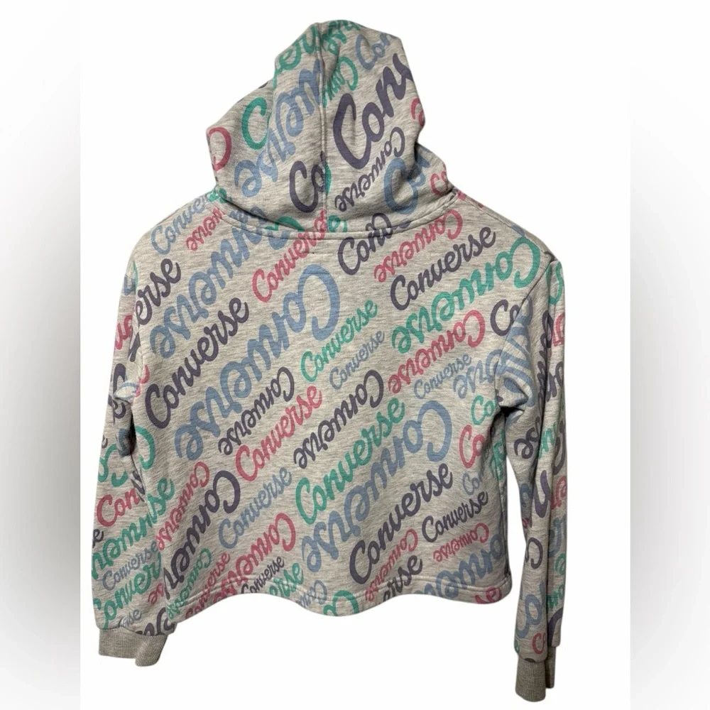 Converse Girl’s Heather Gray‎ Pullover Hoodie with Pastel Script